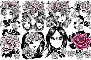 15x10 centimeter, rose, chikano, bad girl tattoo idea
