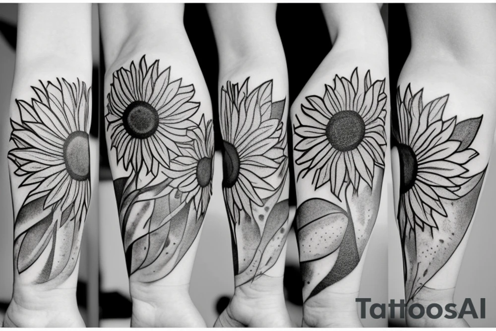 British sunflower love tattoo idea