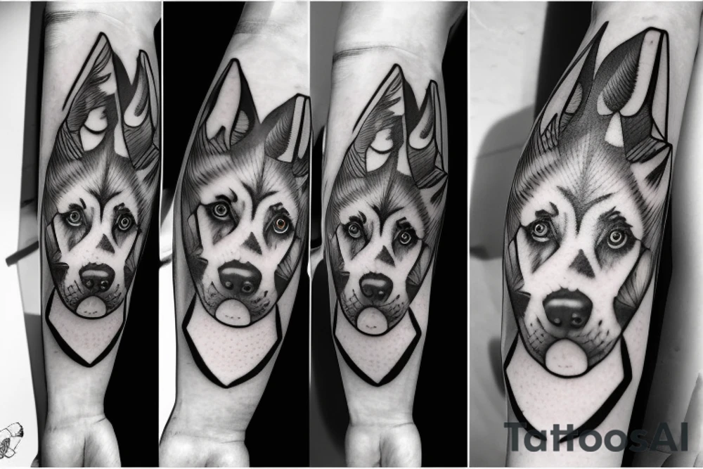 a german shepard, a beautiful woman, one blond 3 year old boy, one beautiful 5 month old tattoo idea