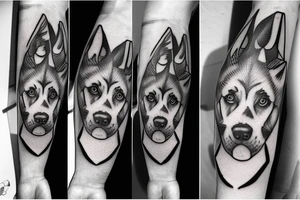 a german shepard, a beautiful woman, one blond 3 year old boy, one beautiful 5 month old tattoo idea