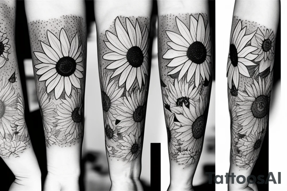 British sunflower love tattoo idea