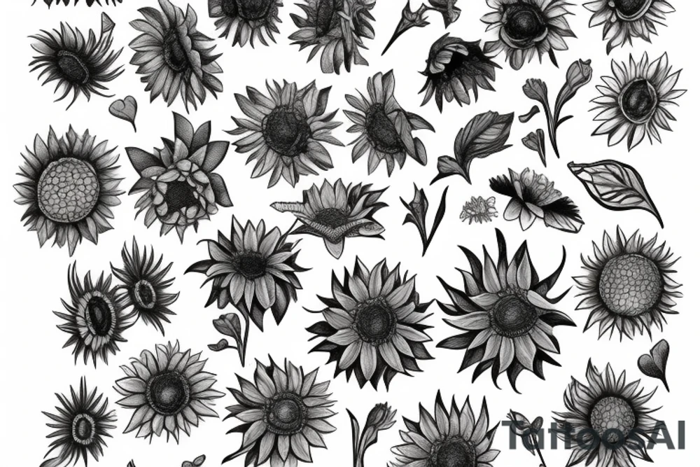 British sunflower love tattoo idea