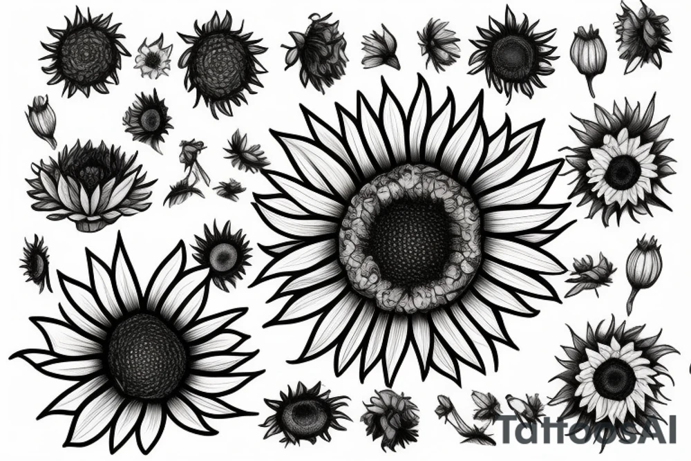 British sunflower love tattoo idea