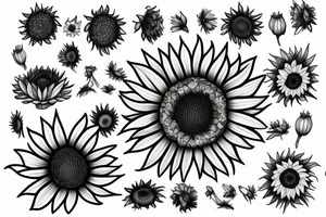 British sunflower love tattoo idea