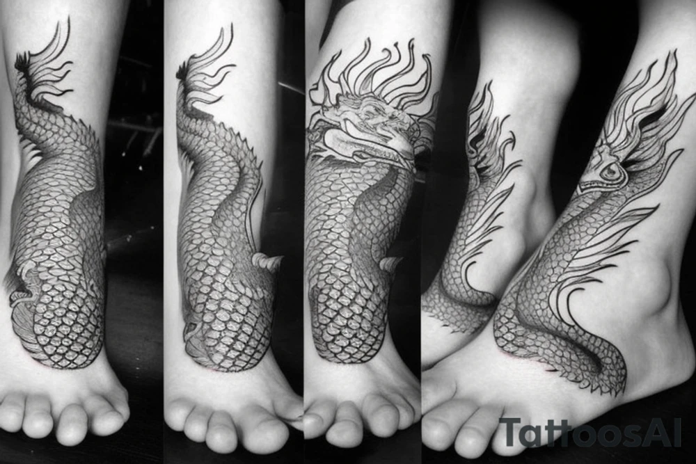 chinese dragon on the ankle tattoo idea