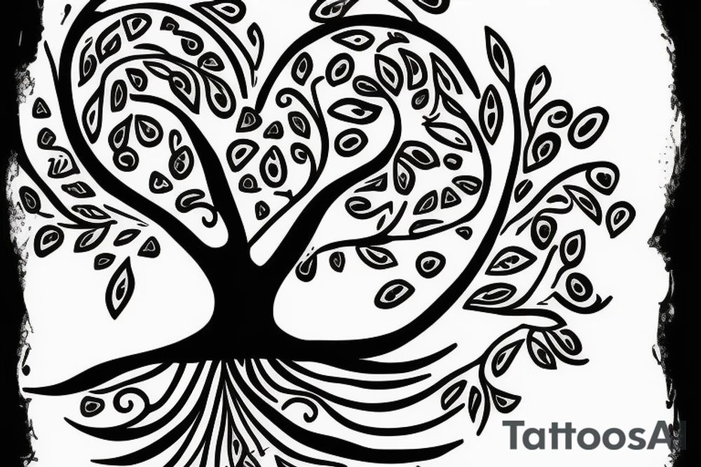 Tree with peace snd love symbol tattoo idea