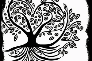 Tree with peace snd love symbol tattoo idea