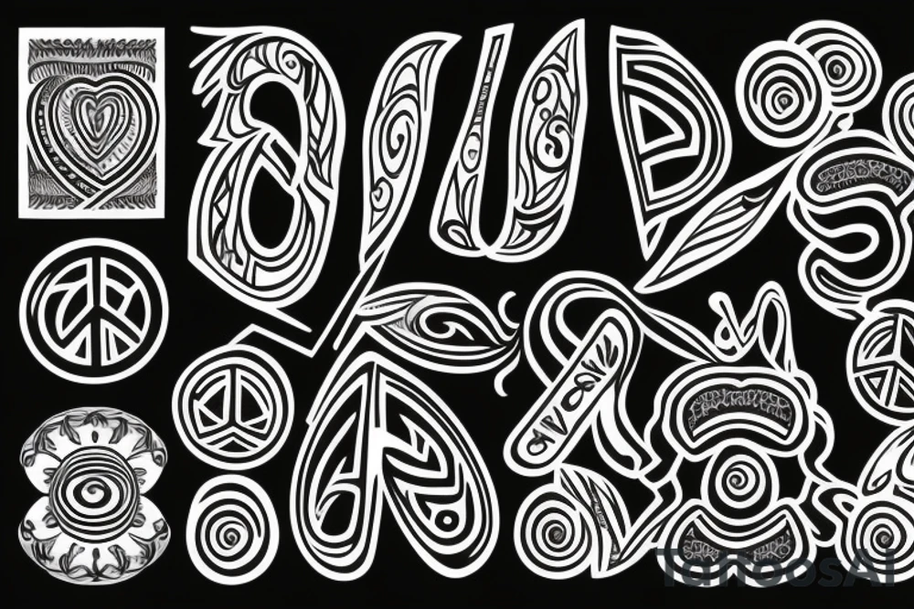 Vinyl with peace and love symbol tattoo idea