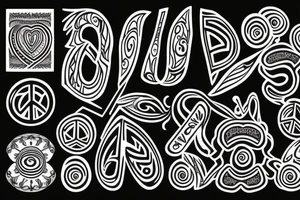 Vinyl with peace and love symbol tattoo idea