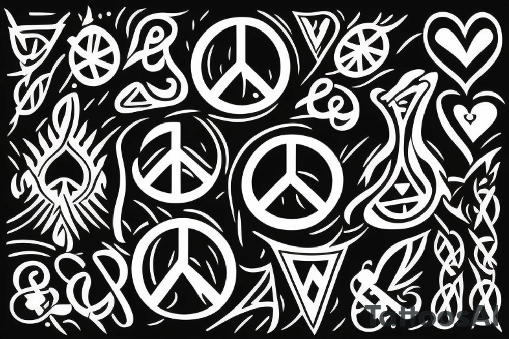Vinyl with peace and love symbol tattoo idea