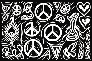 Vinyl with peace and love symbol tattoo idea