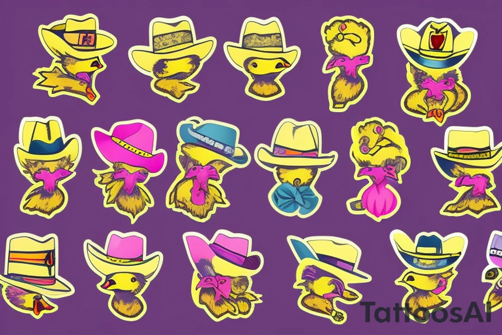 duckling with pink cowboy hat tattoo idea