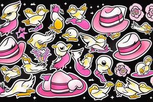 duckling with pink cowboy hat tattoo idea