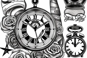 clock with sailors hat on top tattoo idea