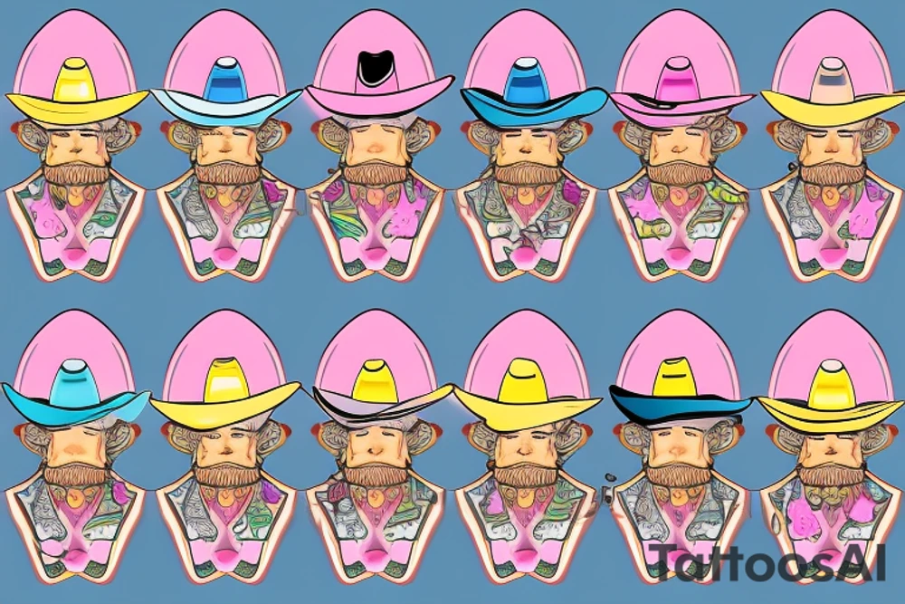 duck with pink cowboy hat tattoo idea