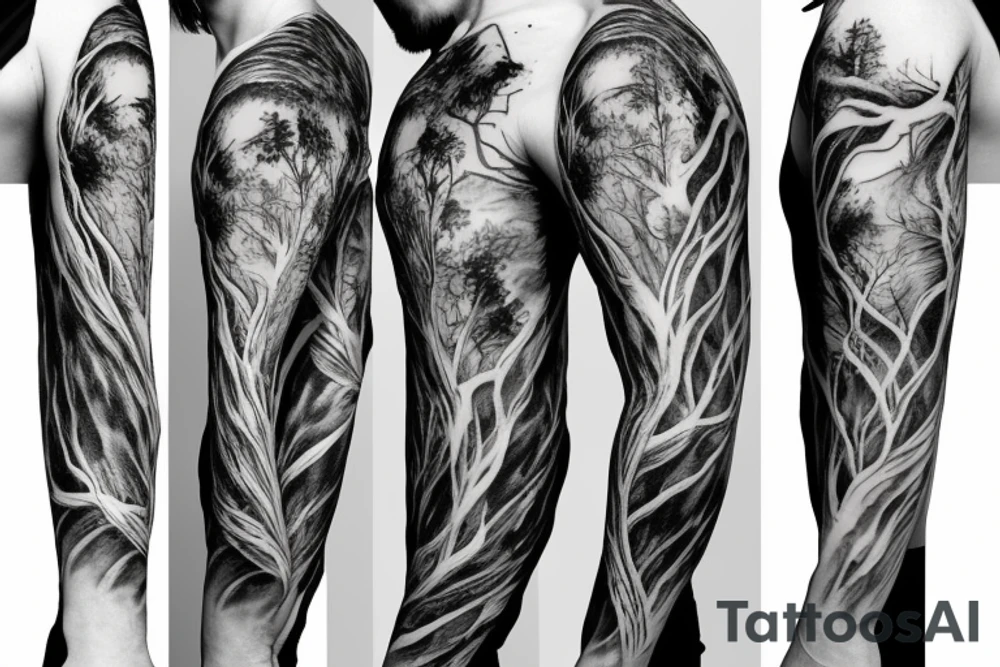 Forest full sleeve tattoo idea