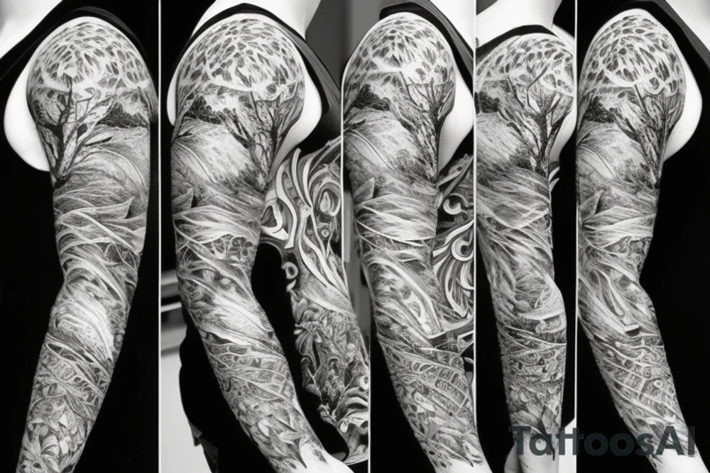 Forest full sleeve tattoo idea