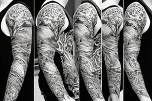 Forest full sleeve tattoo idea