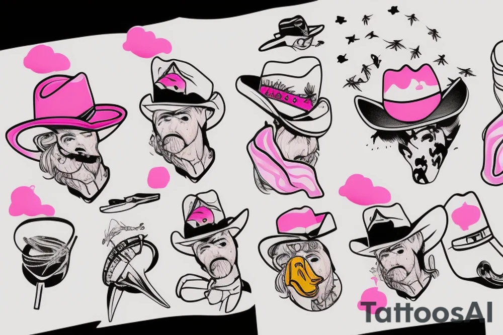 duck with pink cowboy hat tattoo idea