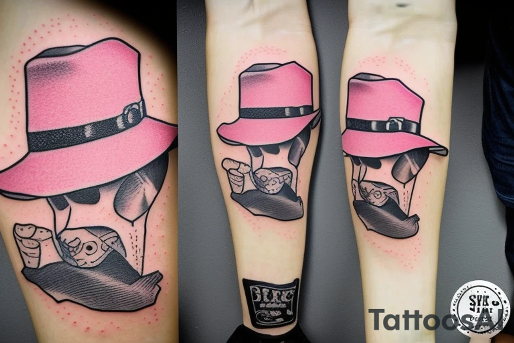 duck with pink cowboy hat tattoo idea