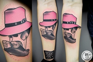 duck with pink cowboy hat tattoo idea