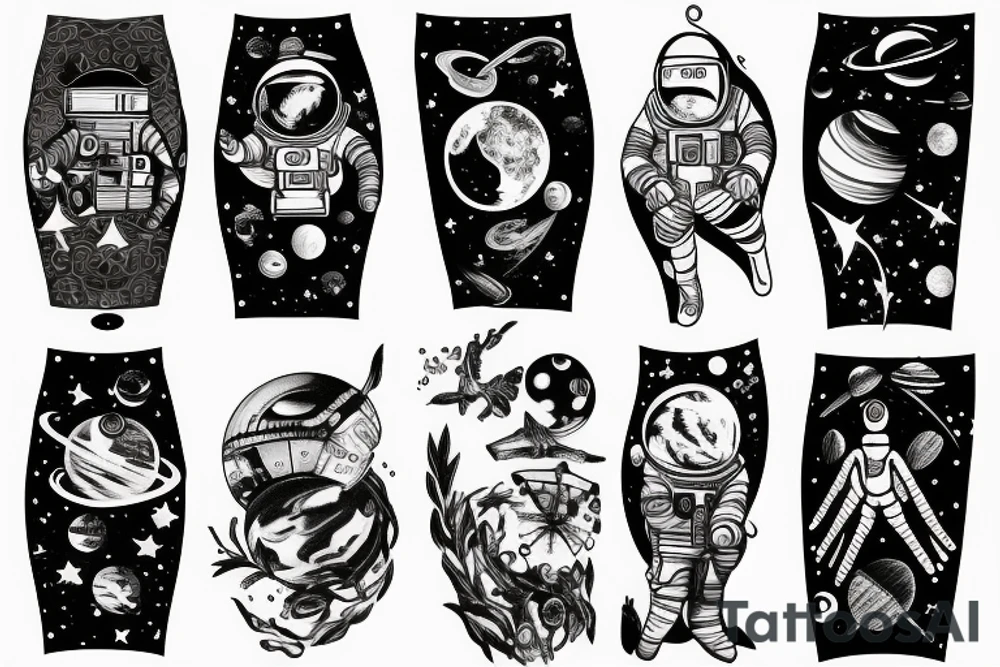 Outerspace full sleeve tattoo idea