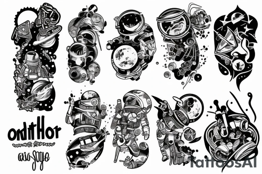 Outerspace full sleeve tattoo idea