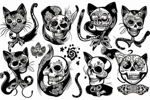 funny cat skeleton tattoo idea
