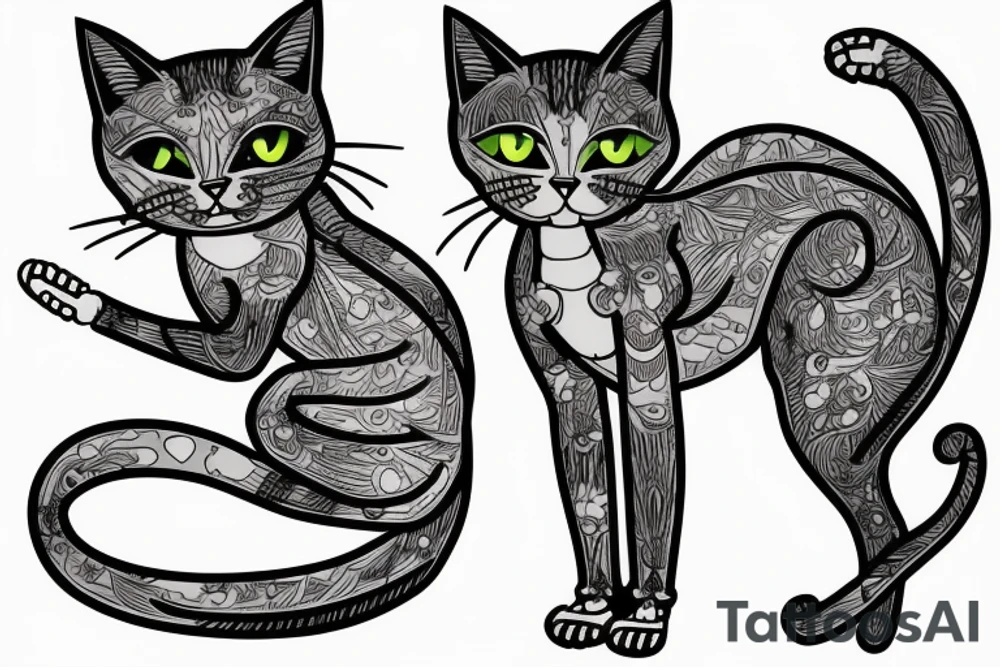 funny cat skeleton tattoo idea