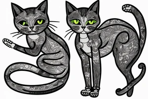 funny cat skeleton tattoo idea