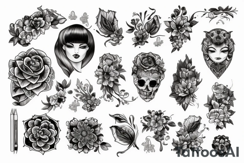 Женское лицо с мертвыми глазами tattoo idea