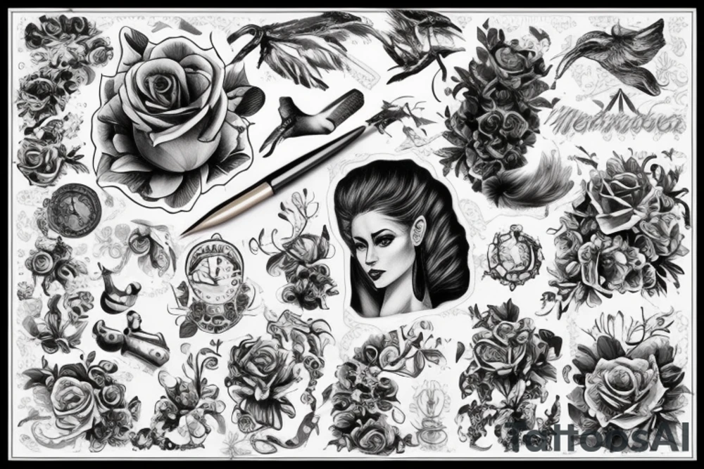 Женское лицо с мертвыми глазами tattoo idea
