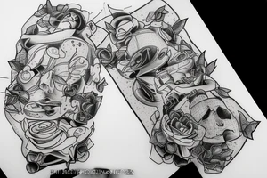 small piece of art about 
macro decompression in the form of pieces falling off a person that is beginning to form their consciousness on left forearm tattoo idea