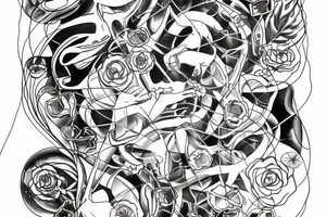 small piece of art about 
macro decompression in the form of pieces falling off a person that is beginning to form their consciousness on left forearm tattoo idea