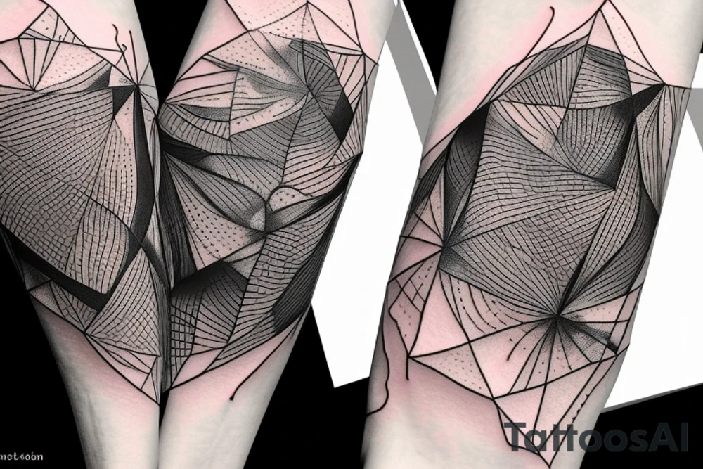 small piece of art about 
macro decompression in the form of pieces falling off a person that is beginning to form their consciousness on left forearm tattoo idea