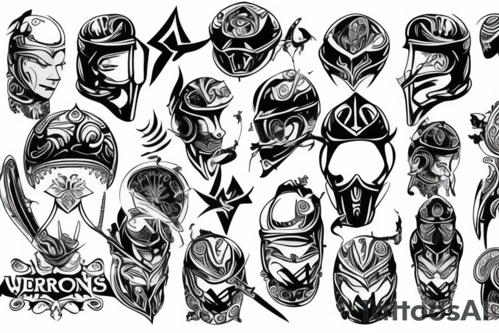 warrior with helmet sleeve tattoo tattoo idea