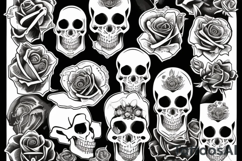 roses, skulls, punk rock, oi tattoo idea