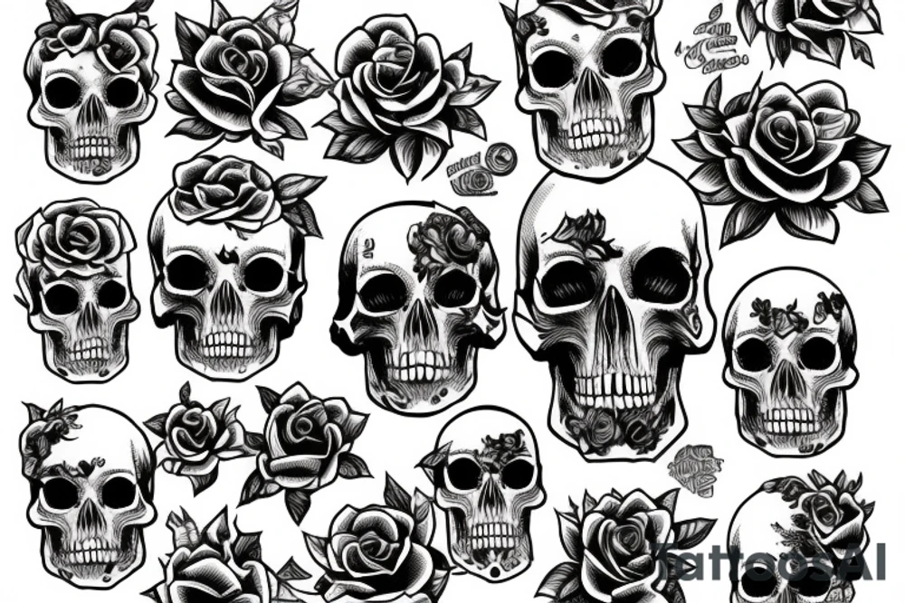 roses, skulls, punk rock, oi tattoo idea