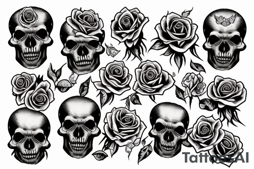 roses, skulls, punk rock, oi tattoo idea