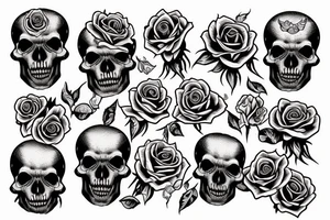 roses, skulls, punk rock, oi tattoo idea