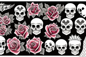 roses, skulls, punk rock, oi tattoo idea