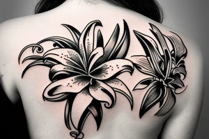 Lily flower on back sholder tattoo idea