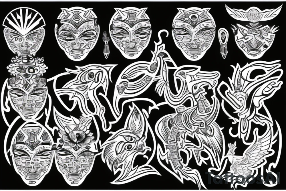 Filipino sun body with eagle head aztec tattoo idea