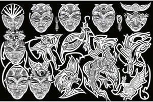 Filipino sun body with eagle head aztec tattoo idea