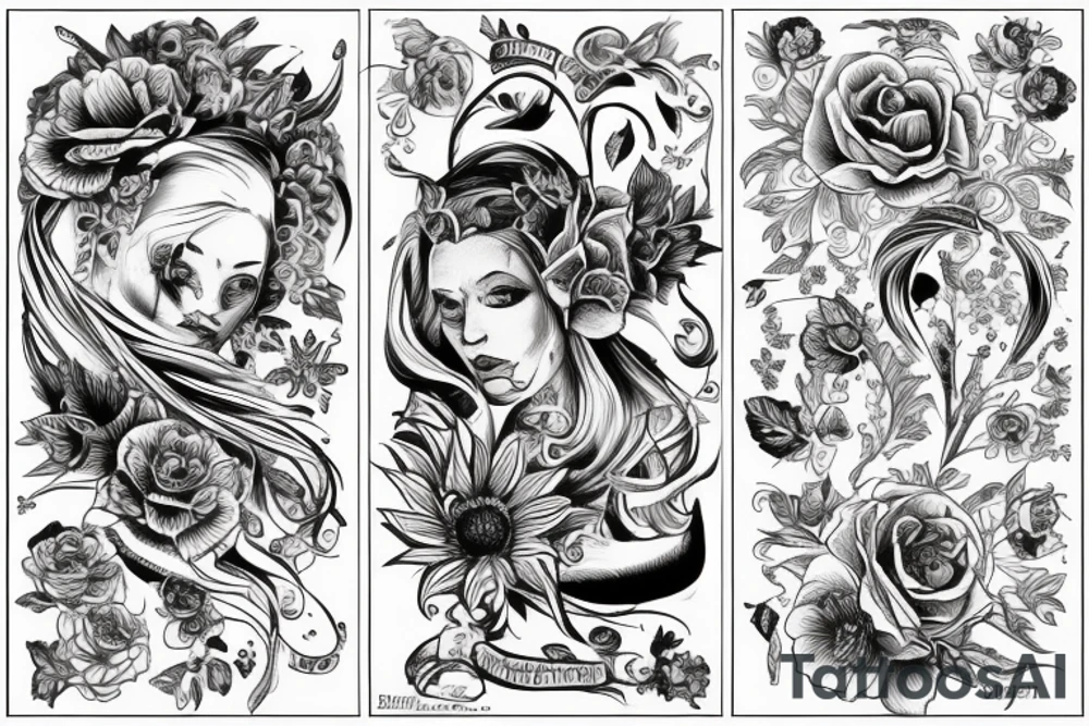 Чёрный гроб с цветами tattoo idea