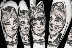Cowboy cat cartoon tattoo idea
