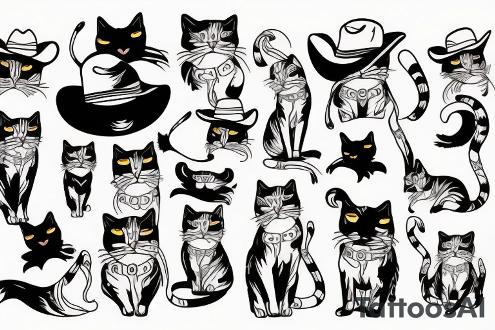 Cowboy cat tattoo idea