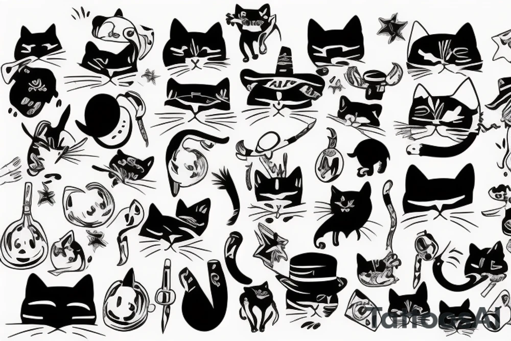 Cowboy cat tattoo idea