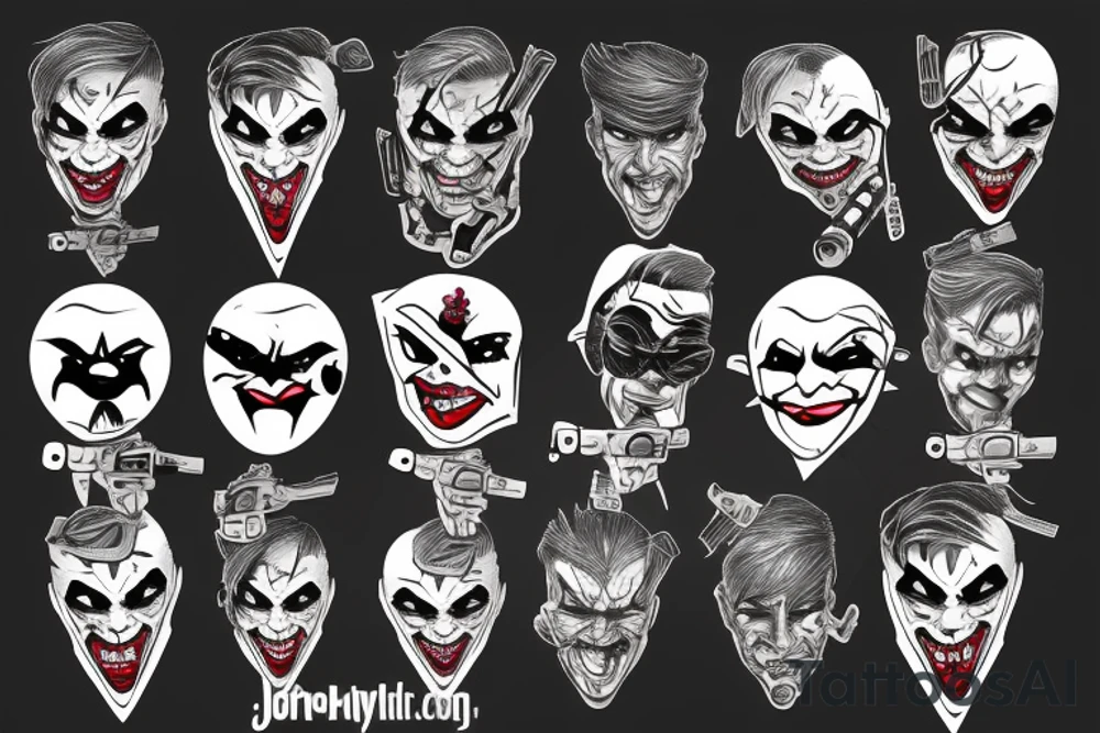 Joker with guns tattoo idea