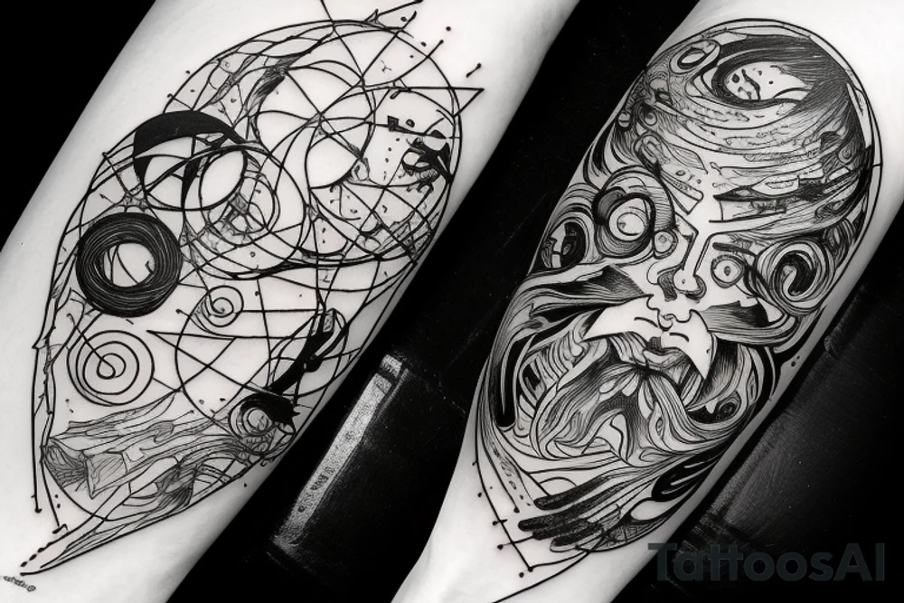 A cosmic entity putting itself back together together after the universe ripped them apart
small tattoo on left forearm tattoo idea